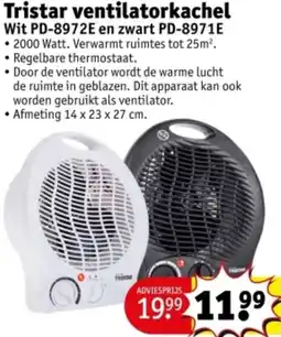 Kruidvat Tristar ventilatorkachel Wit PD-8972E en zwart PD-8971E aanbieding