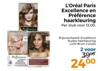 Trekpleister L'Oréal Paris Excellence en Préférence haarkleuring aanbieding