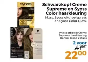 Trekpleister Schwarzkopf Creme Supreme en Syoss Color haarkleuring aanbieding