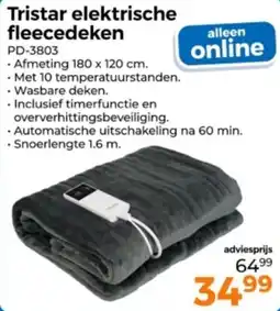 Trekpleister Tristar elektrische fleecedeken aanbieding