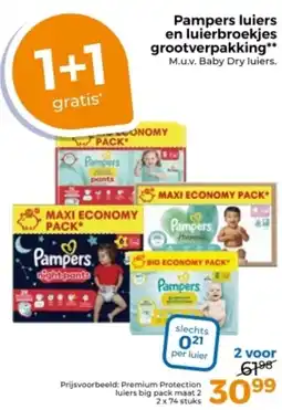 Trekpleister Pampers luiers en luierbroekjes grootverpakking aanbieding