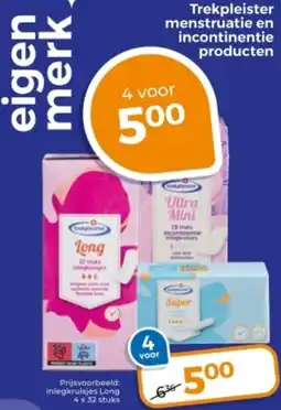 Trekpleister Trekpleister menstruatie en incontinentie producten aanbieding