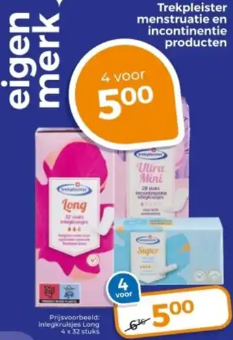 Trekpleister Trekpleister menstruatie en incontinentie producten aanbieding