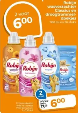 Trekpleister Robijn wasverzachter Classics en droogtrommeldoekjes aanbieding