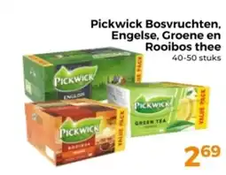 Trekpleister Pickwick Bosvruchten, Engelse, Groene en Rooibos thee aanbieding