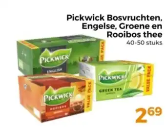 Trekpleister Pickwick Bosvruchten, Engelse, Groene en Rooibos thee aanbieding