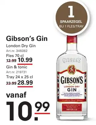Sligro Gibson's gin aanbieding
