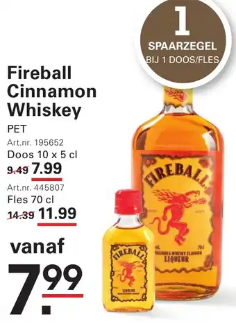 Sligro Fireball cinnamon whiskey aanbieding