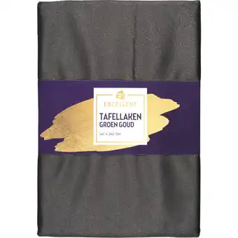 Albert Heijn AH Excellent Tafellaken groen goud 140x240cm aanbieding