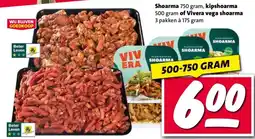 Nettorama Shoarma 750 gram, kipshoarma 500 gram of Vivera vega shoarma 3 pakken à 175 gram aanbieding