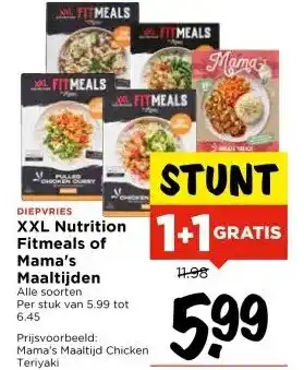 Vomar Voordeelmarkt XXL Nutrition Fitmeals of Mama's Maaltijden aanbieding
