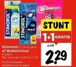 Vomar Voordeelmarkt Stimorol 3- of 4-pack of Bubblicious aanbieding