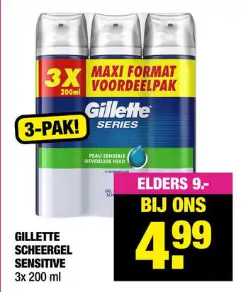 Big Bazar Gillette Scheergel Sensitive 3*200ml aanbieding