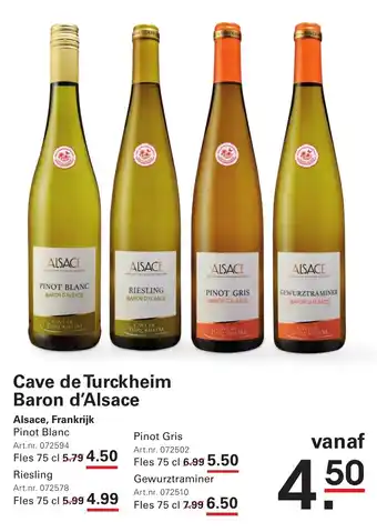 Sligro Cave de turckheim baron d'alsace aanbieding