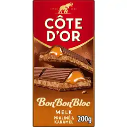 Albert Heijn Côte d'Or BonBonBloc chocoladereep praliné karamel aanbieding