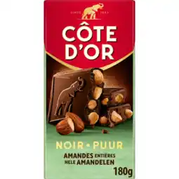 Albert Heijn Côte d'Or Chocoladereep puur met hele amandelen aanbieding