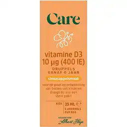Albert Heijn Care Vitamine D3 10µg druppels aanbieding