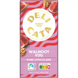 Albert Heijn Delicata Reep pure chocolade walnoot vijg aanbieding