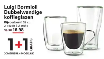Sligro Luigi bormioli dubbelwandige koffieglazen aanbieding