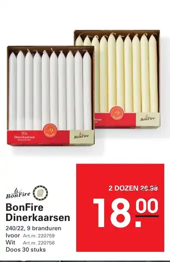 Sligro Bonfire dinerkaarsen aanbieding