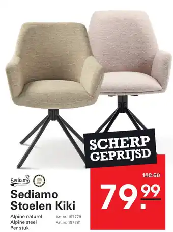 Sligro Sediamo stoelen kiki aanbieding