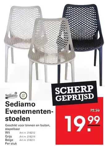 Sligro Sediamo evenementen stoelen aanbieding