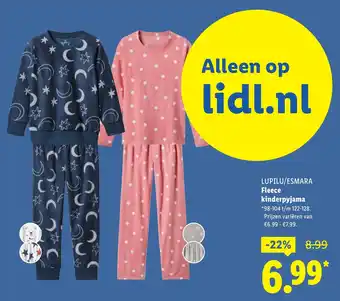 Lidl Fleece kinderpyjama aanbieding