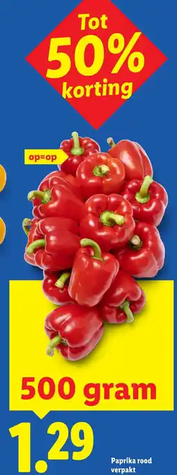 Lidl Paprika rood verpakt aanbieding