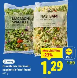 Lidl Groentemix macaroni spaghetti of nasi-bami aanbieding