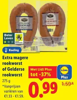 Lidl Extra magere rookworst of gelderse aanbieding