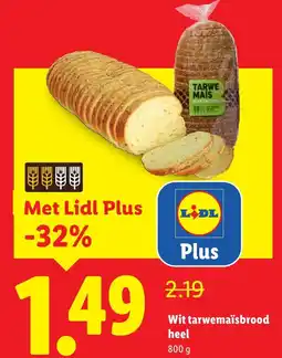 Lidl Wit tarwemaïsbrood heel aanbieding