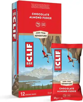 Amazon CLIF BAR | Energiereep - Proteïnereep | Chocolate Almond Fudge | Plantaardige eiwitten | 12 x 68 g aanbieding