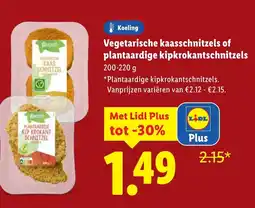 Lidl Vegetarische kaasschnitzels of plantaardige kipkrokantschnitzels aanbieding