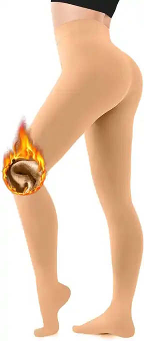 Amazon CozyWow Thermische panty, voor dames, voor de winter, pluchen kousen, warm, fleece aanbieding