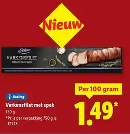 Lidl Koeling Varkensfilet met spek aanbieding