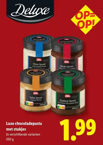 Lidl Luxe chocoladepasta met stukjes aanbieding