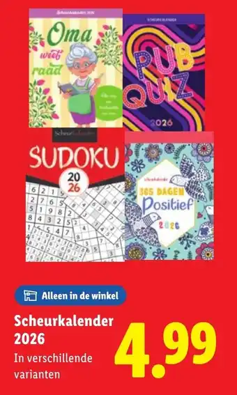 Lidl Scheurkalender 2026 aanbieding