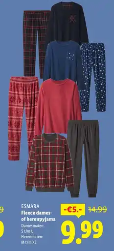 Lidl ESMARA Fleece dames of herenpyjama aanbieding