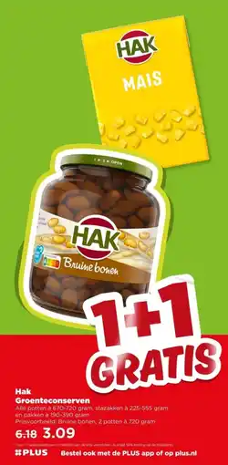 PLUS HAK Groenteconserven aanbieding