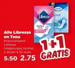 PLUS Alle Libresse 32 en Tena aanbieding