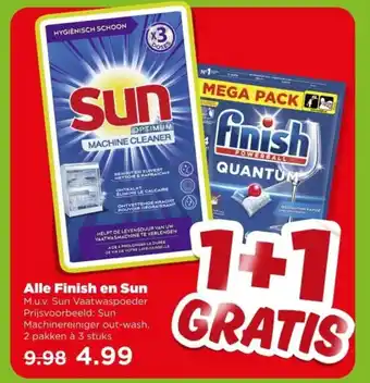 PLUS Alle Finish en Sun M.u.v. Sun Vaatwaspoeder aanbieding