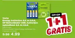 PLUS Varta Energy batterijen AA en AAA, GP Batterijlader USB, batterijen oplaadbaar AA en AAA aanbieding