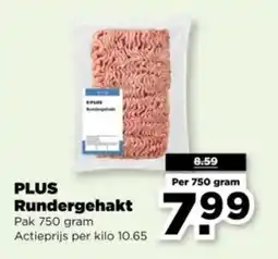 PLUS PLUS Rundergehakt Pak 750 gram aanbieding