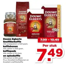 PLUS Douwe Egberts Snelfilterkoffie koffiebonen koffiepads en oploskoffie aanbieding