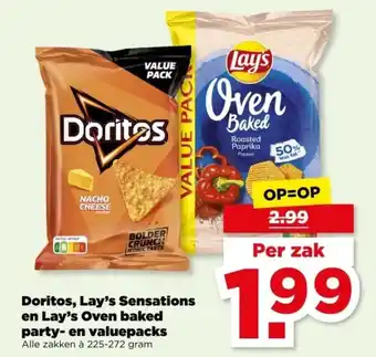 PLUS Doritos, Lay's Sensations en Lay's Oven baked party en valuepacks aanbieding