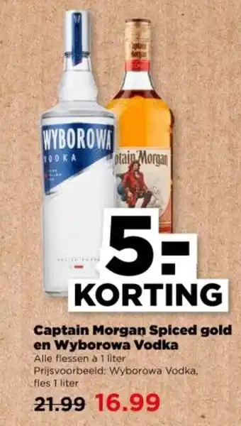PLUS Captain Morgan Spiced gold en Wyborowa Vodka aanbieding