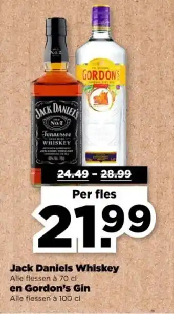 PLUS Jack Daniels Whiskey en Gordon's Gin aanbieding
