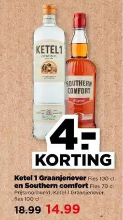 PLUS Ketel 1 Graanjenever en Southern comfort aanbieding