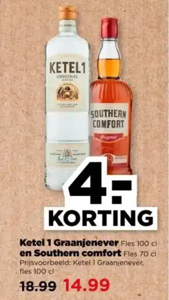 PLUS Ketel 1 Graanjenever en Southern comfort aanbieding