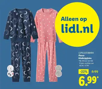 Lidl Lupilu Esmara Fleece kinderpyjama aanbieding